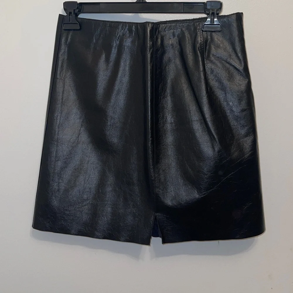 Kenneth Cole Black Leather Pencil Skirt